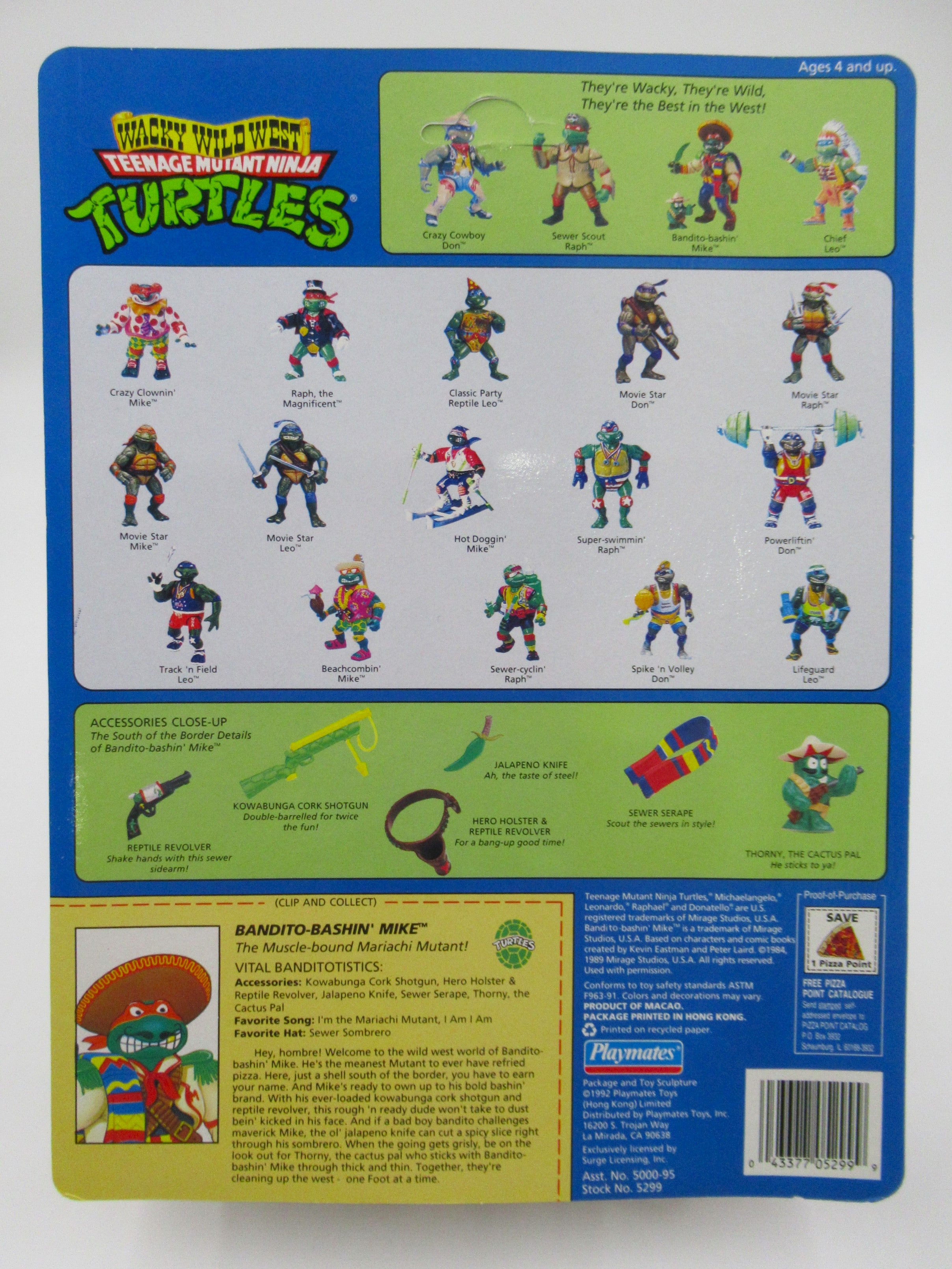 Teenage Mutant Ninja Turtles Bandito Bashin' Mike Wacky Wild West Figure TMNTs - Playmates (1992)